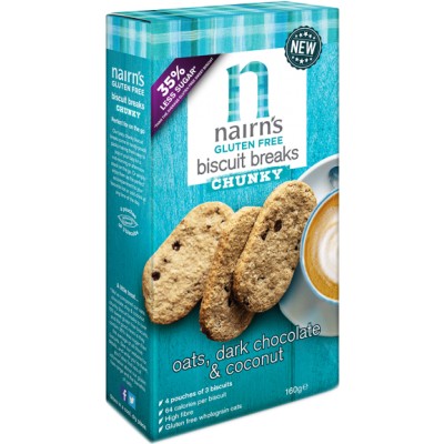 Nairn's Gluten Free Biscuits Breaks Chunky - Oats, Dark Chocolate & Coconut