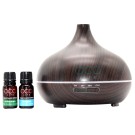 Organico by Oco Life Zen Dark Wood Grain Ultrasonic Diffuser With Reawaken 10ml & Breathe 10ml
